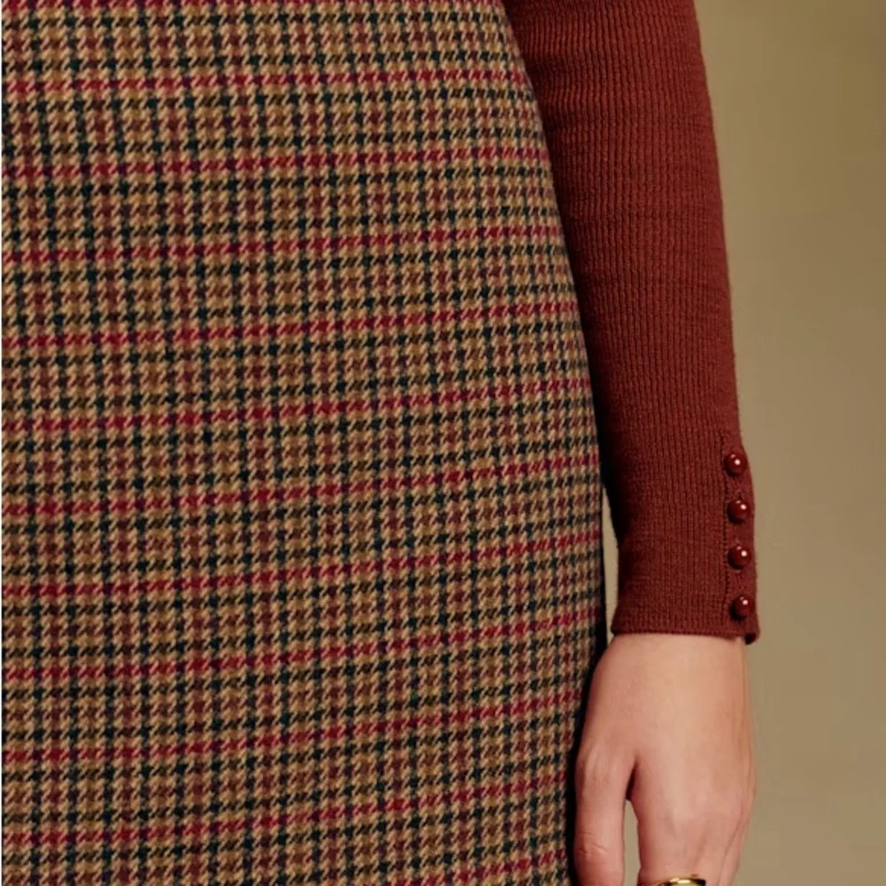 Sezane Malia Mini Skirt, Brown Houndstooth - Picture 2 of 6